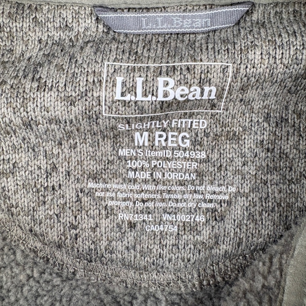 LL Bean Sweater Fleece Jacket Mens M Gray Full Zip 504938 Slightly Fitted - Picture 5 of 8